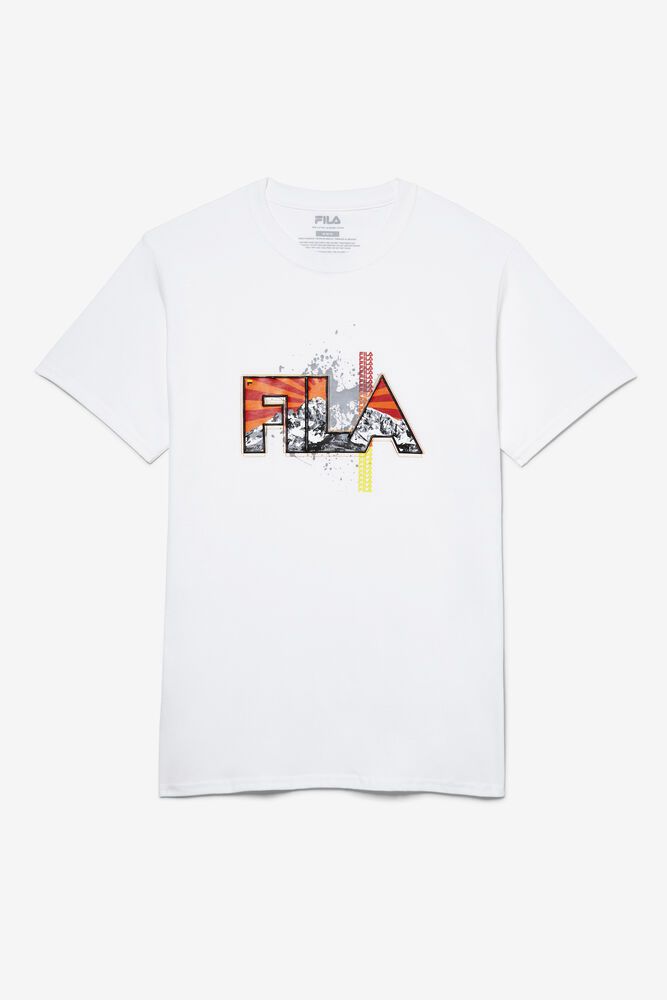 Fila T-Shirt Stitch Mt. Mens White - India VPS-864107